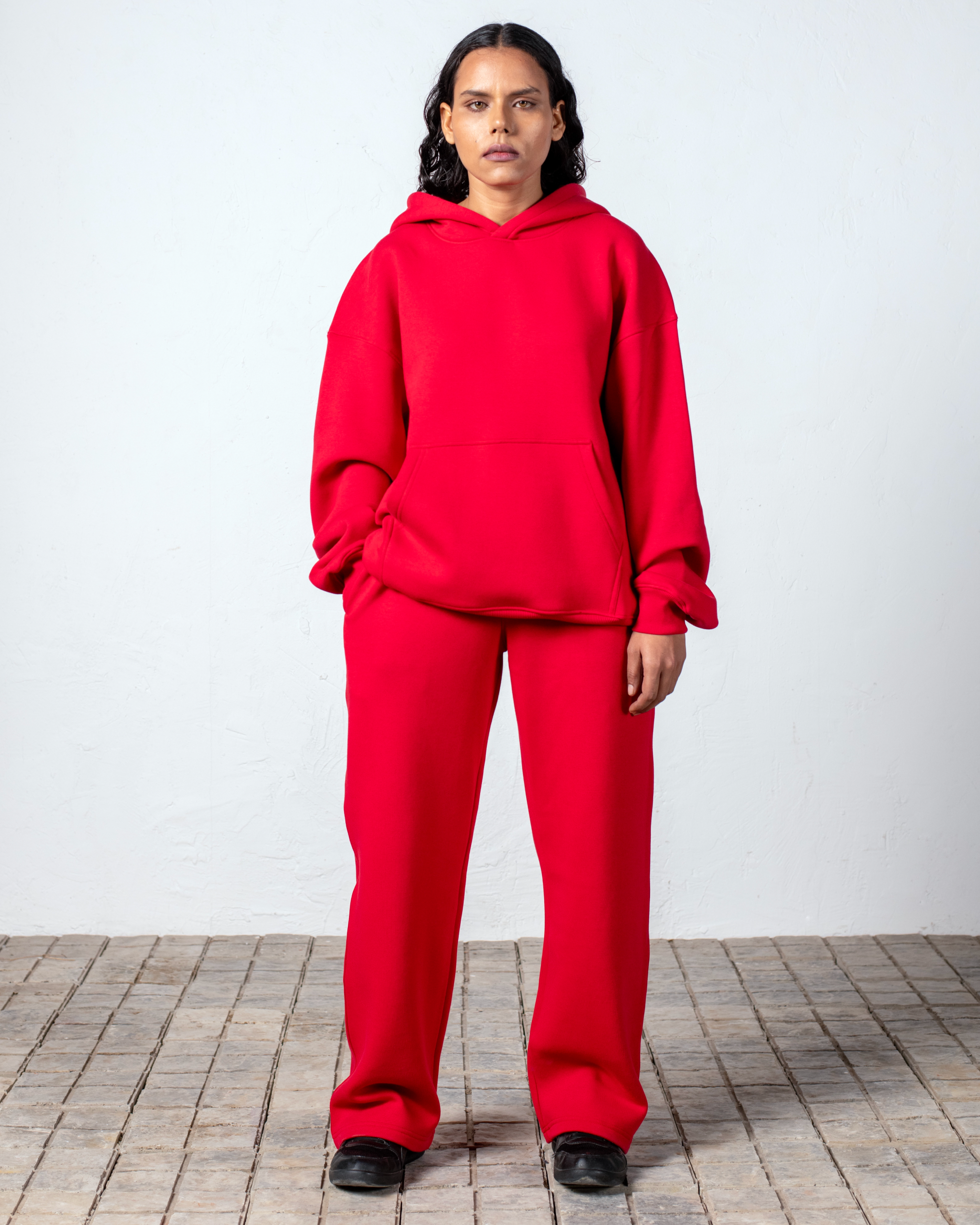 Red sweat suit sales